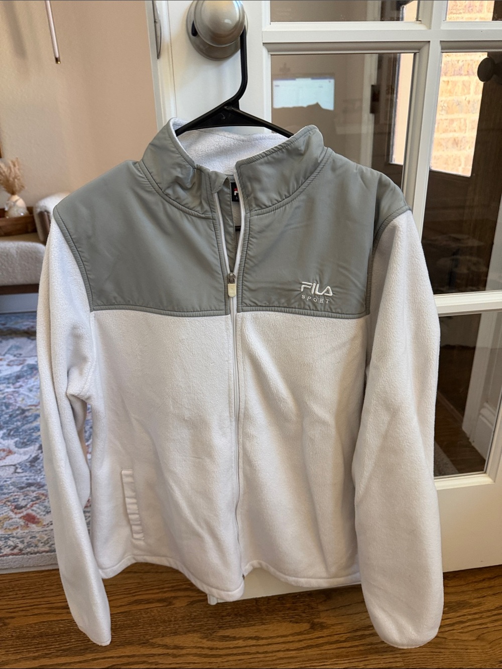 Fila White Fleece Jacket with Gray Yoke